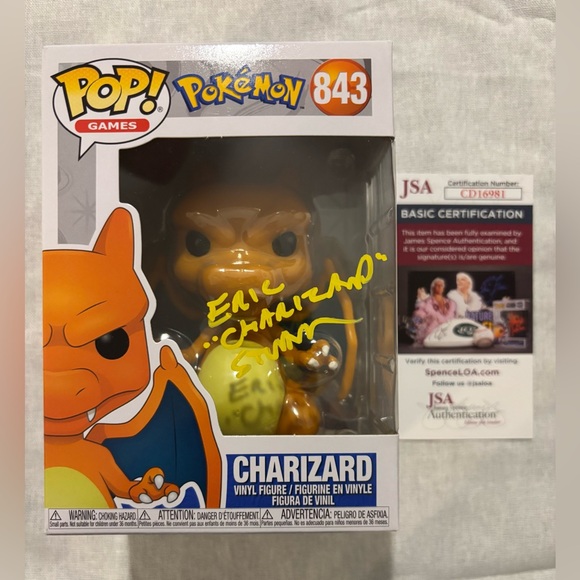 Pokemon Charizard Funko 843 signed by Eric Stuart COA JSA